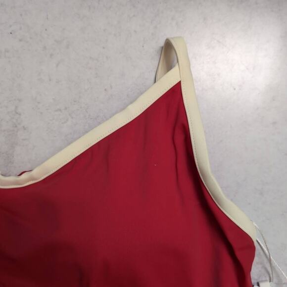 NWT Andie Red White Trim Adjustable Strap The Bells Top Bikini Swimsuit XXXL - Picture 2 of 9